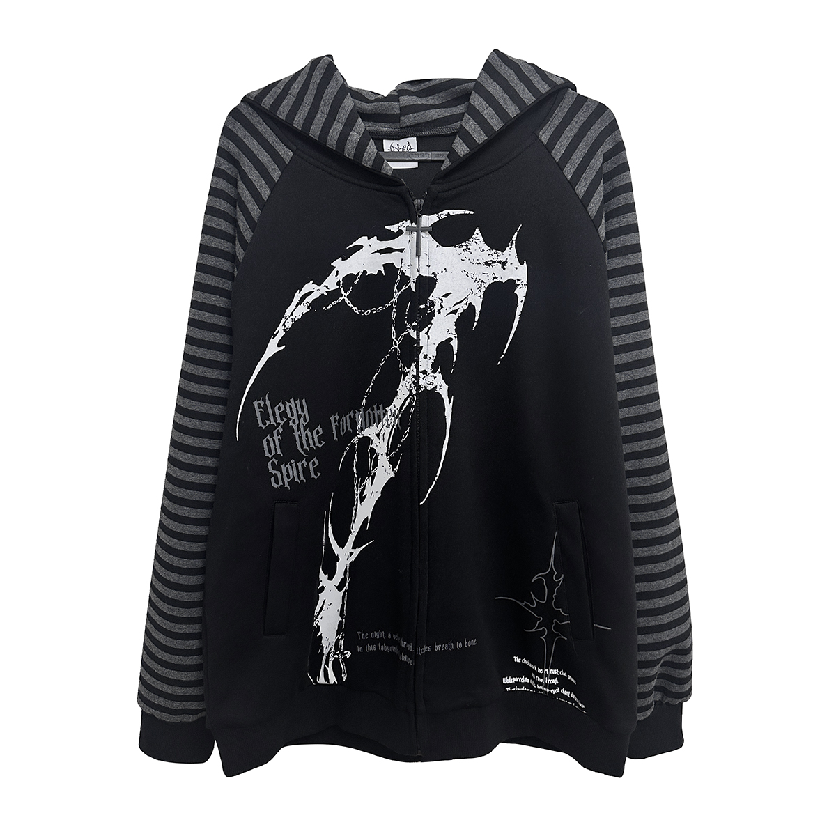 湿体原创  亚文化暗黑哥特薄款连帽卫衣宽松外套刺青印花上衣男女