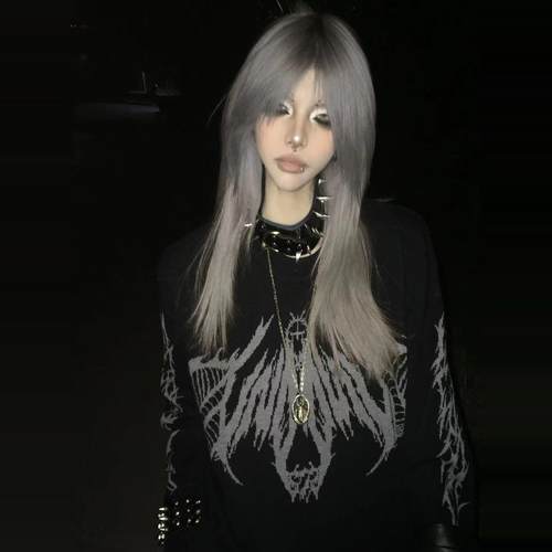 湿体WETBODY 原创小众暗黑宽松套头毛衣哥特中性街头上衣女