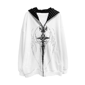 湿体原创 亚文化暗黑系薄款 连帽摇滚朋克宽松外套刺青印花上衣女