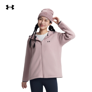 25新款UA安德玛女子外套EF Bonded抓绒连帽保暖运动夹克6010177