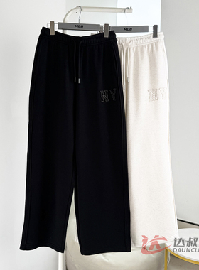 25新款MLB情侣长裤男女NY刺绣直筒针织卫裤休闲运动裤3APTB0854