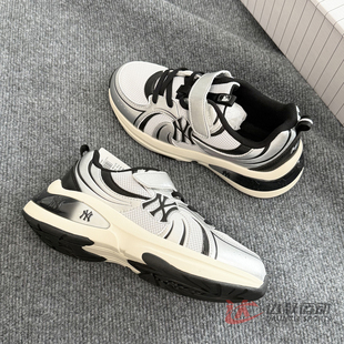 25新款MLB老爹鞋男女童NY复古厚底魔术贴大童运动休闲鞋7ASHJBD5N