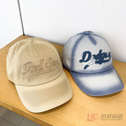 MLB情侣字母刺绣水洗做旧棒球帽