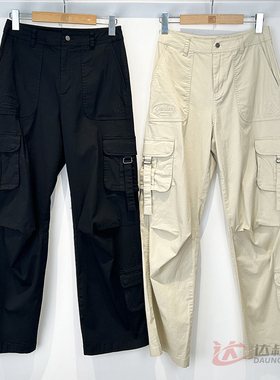 25新款MLB女款长裤NY复古多口袋直筒工装裤梭织运动裤3FWPV0153