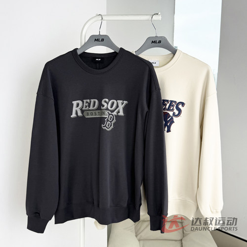 MLB情侣NY复古字母印花圆领卫衣