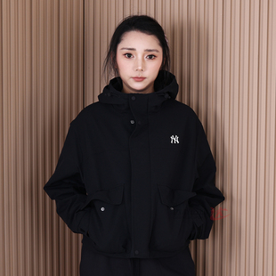 26新款MLB冲锋衣外套女子NY短款工装防泼水休闲运动夹克3FWJB0161