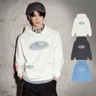 25新款MLB情侣卫衣男女NY复古水洗印花连帽运动套头衫3AHDM0551