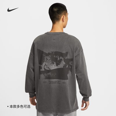 Nike耐克纯棉宽松圆领长袖T恤