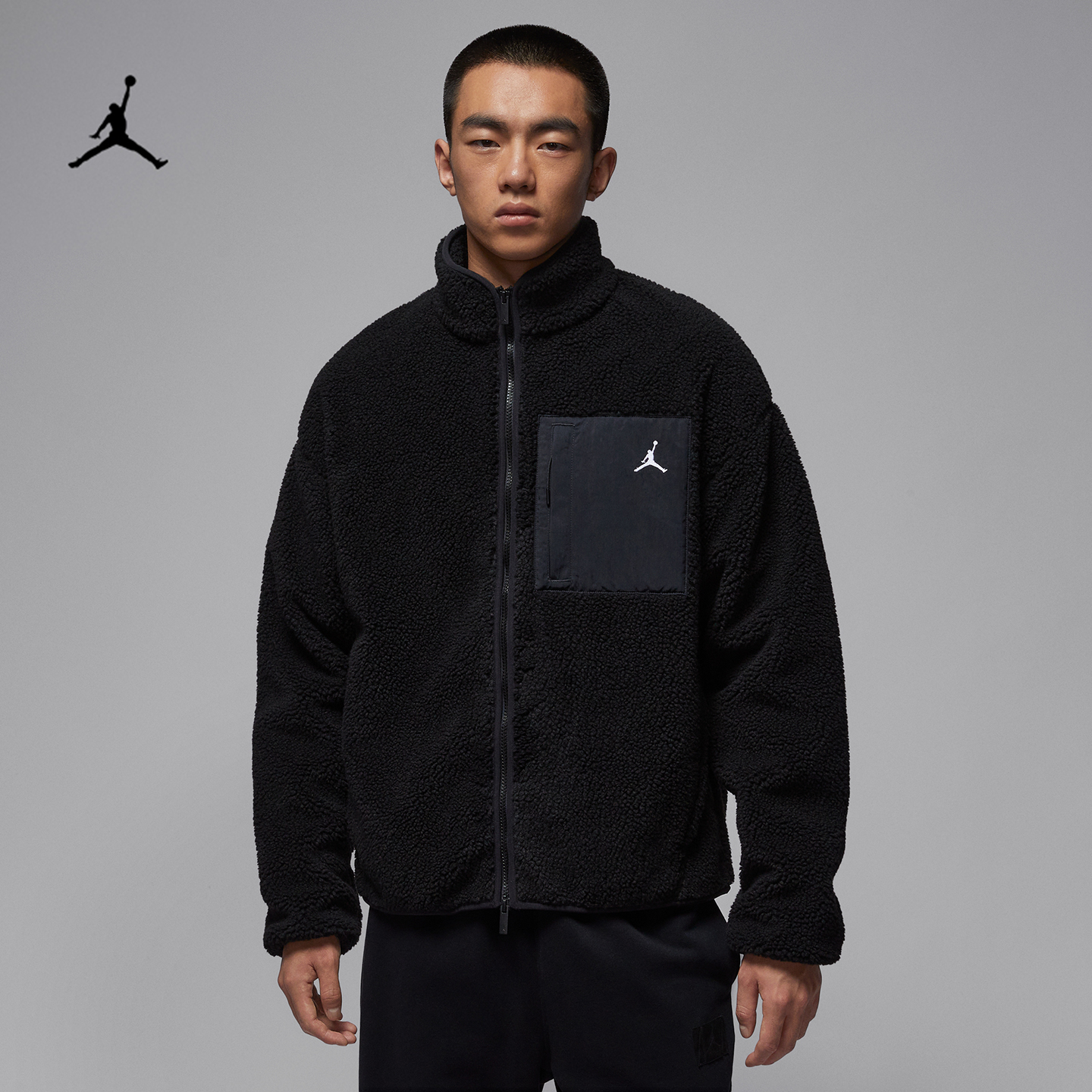 Jordan男子仿羊羔绒保暖立领外套