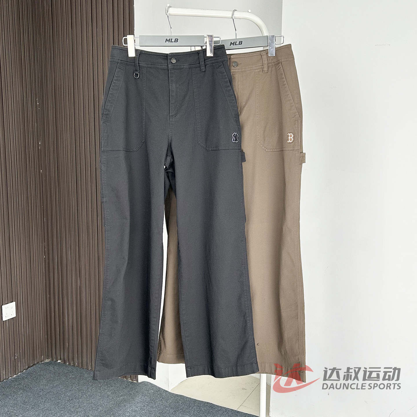 MLB情侣NY复古水洗工装梭织长裤