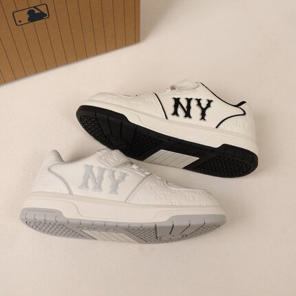 25新款MLB男女童学长鞋大童女款NY暗纹老花印刻休闲鞋7ASXJM06N