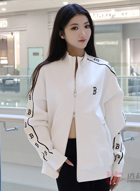 24新款MLB情侣外套男女复古老花立领开衫休闲运动夹克3ATRM0644