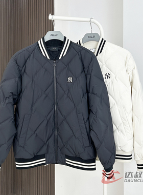 25新款MLB情侣羽绒服男女NY鹅绒菱格棒球服运动棉羽外套3ADJV4156
