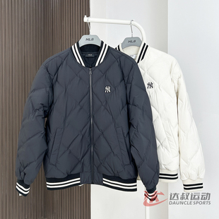 25新款 MLB情侣羽绒服男女NY鹅绒菱格棒球服运动棉羽外套3ADJV4156
