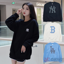 24新款MLB情侣卫衣男女NY复古老花宽松运动休闲套头衫3AMTM0844