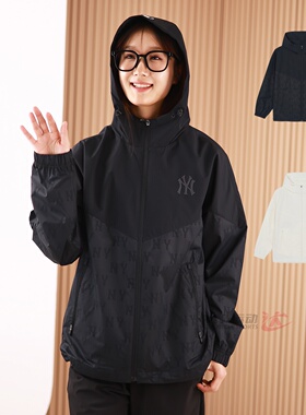 26新款MLB情侣外套男女NY复古暗花拼接宽松休闲运动夹克3AWJM0763