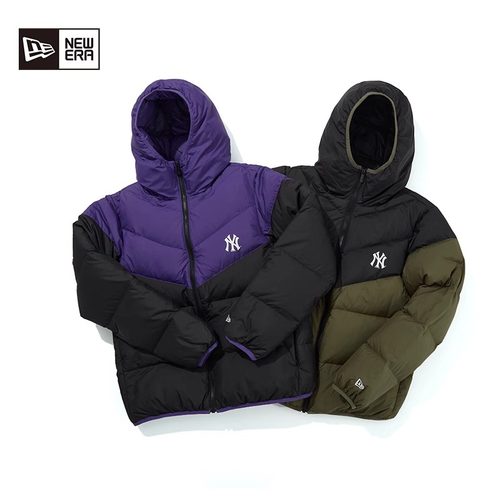 纽亦华男女NY拼色连帽运动羽绒服
