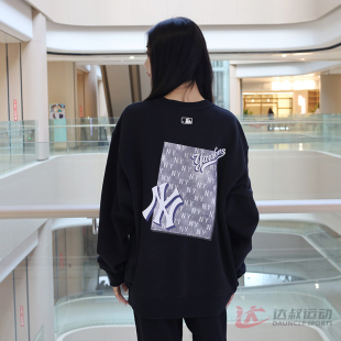 24新款 3AMTM1544 MLB情侣卫衣男女NY复古仿牛仔波普老花休闲套头衫