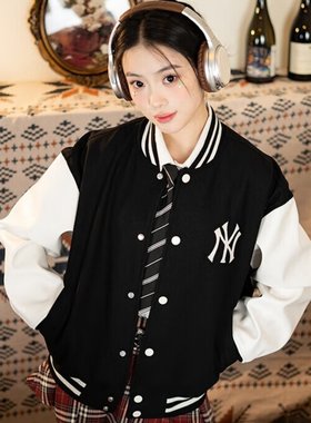 MLB情侣款NY复古老花棒球服