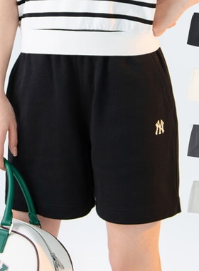 24新款MLB情侣短裤男女NY刺绣小标运动裤宽松休闲五分裤3ASPB0143