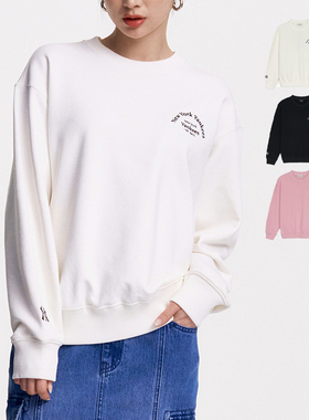 25新款MLB情侣卫衣男女NY字母刺绣圆领休闲运动套头衫3AMTB0751