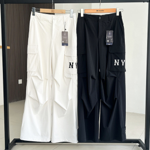 MLB运动裤 速干梭织长裤 女NY休闲工装 宽松阔腿裤 3FWPB0753 裤 25新款