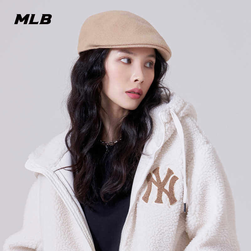 MLB贝雷帽女子NY小标刺绣棉羊毛