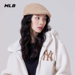MLB贝雷帽女子NY小标刺绣棉羊毛复古防风保暖透气休闲帽3ACBB0216