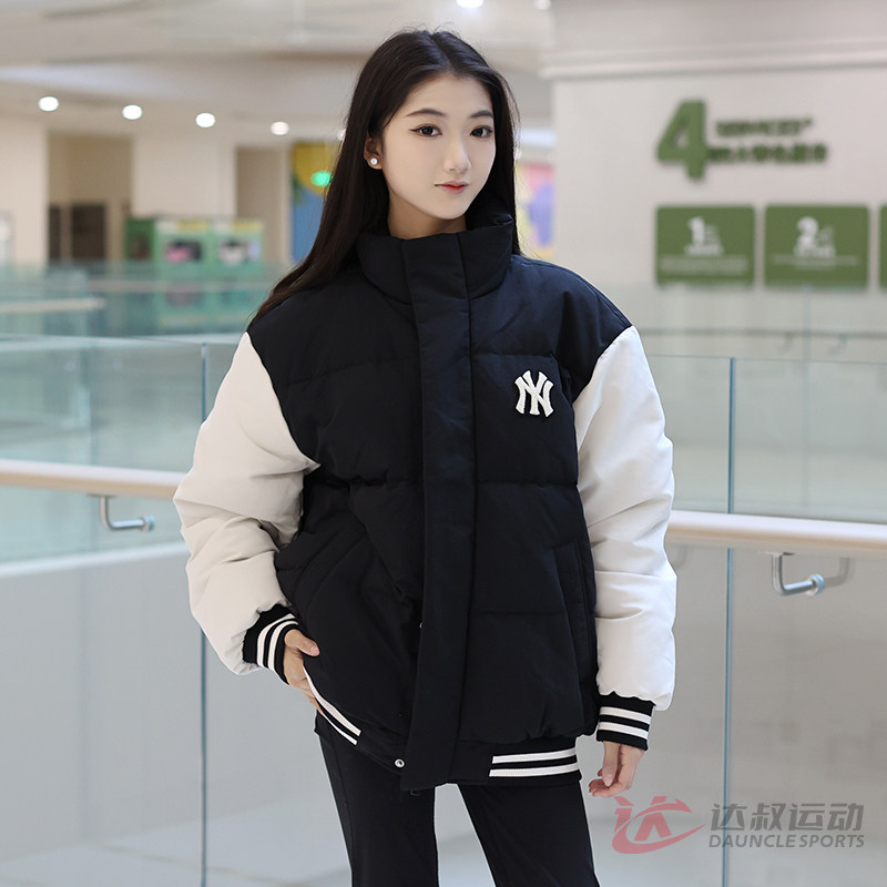 24新款MLB情侣羽绒服男女NY复古字母学院风保暖棉羽外套3ADJV1346