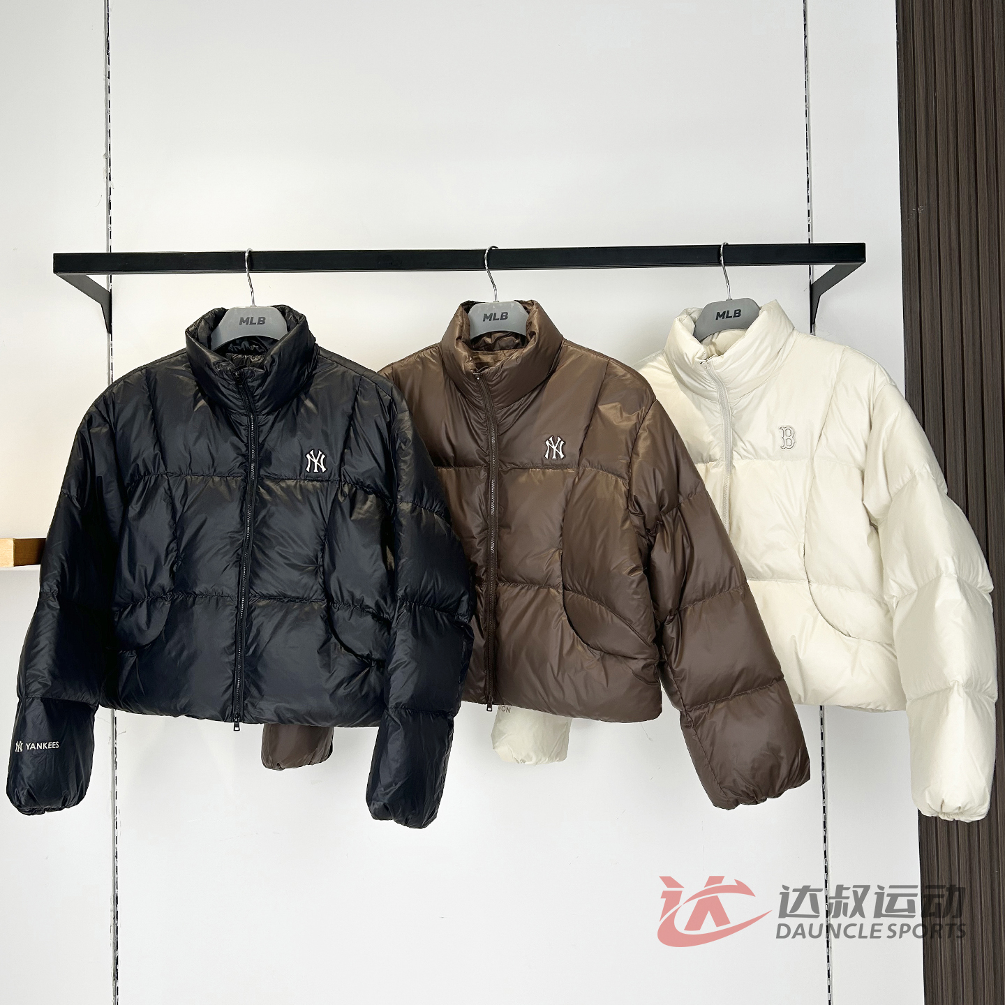 MLB女款NY纯色短款立领羽绒服