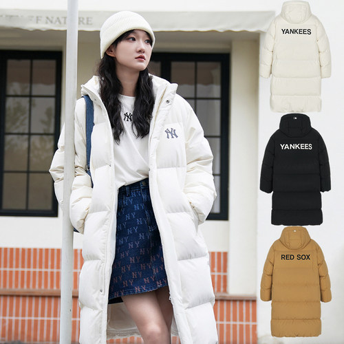 MLB男女连帽长款运动羽绒服
