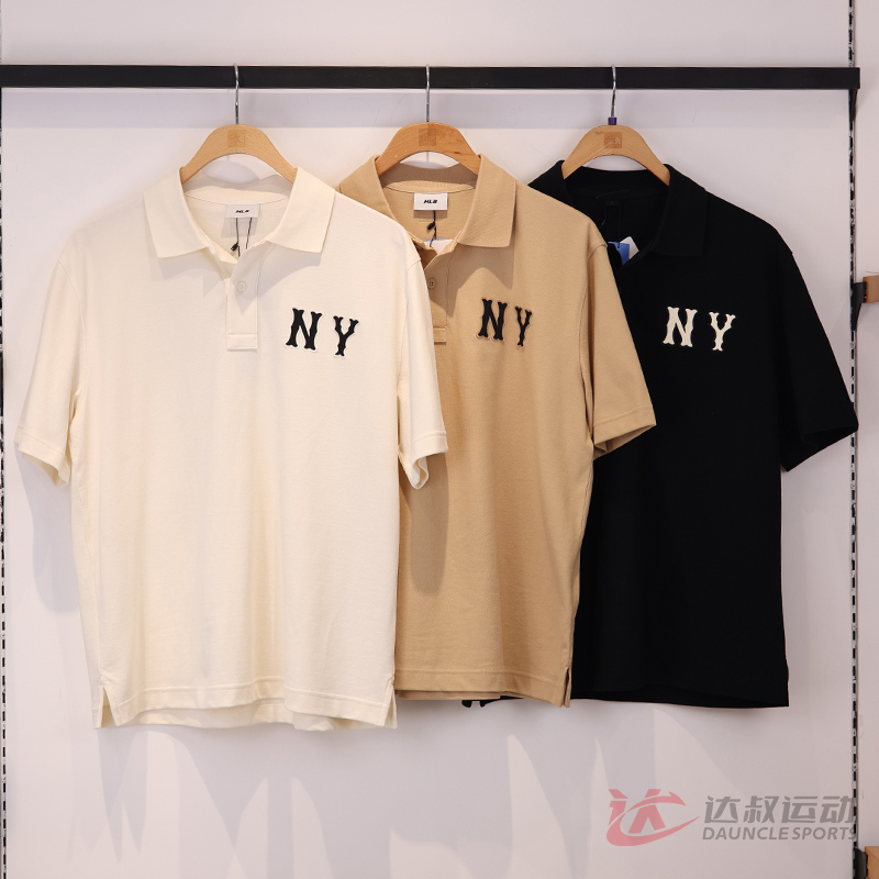 25新款MLB短袖男女NY刺绣防晒凉感速干POLO衫运动T恤3APQB0353