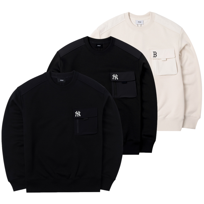 MLB男女NY口袋拼接撞色运动卫衣