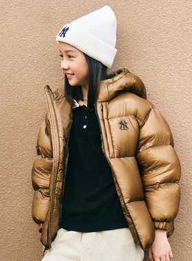 24新款MLB儿童羽绒服男女童NY鹅绒连帽保暖运动棉羽外套7ADJR0546