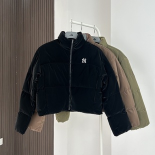 立领运动棉羽外套3FDJB4056 羽绒服NY哑光亮面短款 25新款 MLB女款