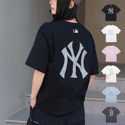 MLB短袖男女NY复古老花运动T恤