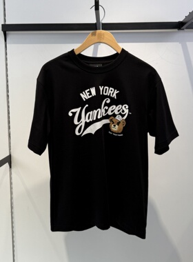 25新款MLB情侣短袖男女NY皱眉熊印花凉感圆领运动T恤3ATSE0253