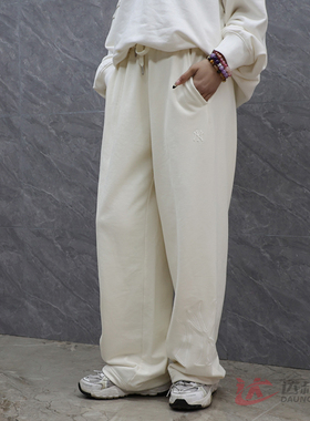 25新款MLB情侣运动裤男女NY大标休闲阔腿裤宽松直筒长裤3APTB0551