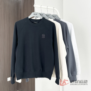 25新款MLB情侣卫衣男女NY刺绣纯色圆领加绒运动套头衫3AMTB0356