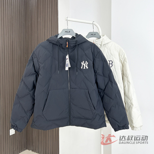25新款 MLB情侣羽绒服男女NY刺绣菱格连帽运动棉羽外套3ADJB2756