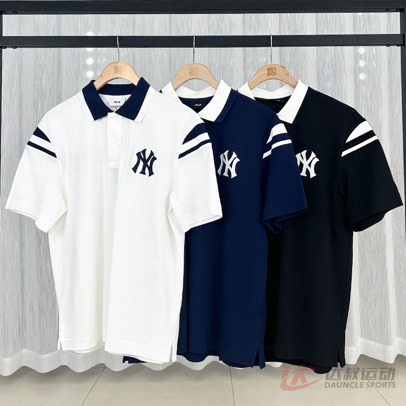 MLB情侣NY刺绣polo衫翻领短袖