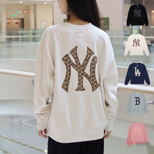 24新款 3AMTM0444 MLB情侣卫衣男女NY复古老花宽松运动休闲套头衫
