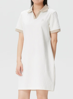 26新款MLB连衣裙女子NY复古老花满标POLO翻领修身运动裙3FOPM0263