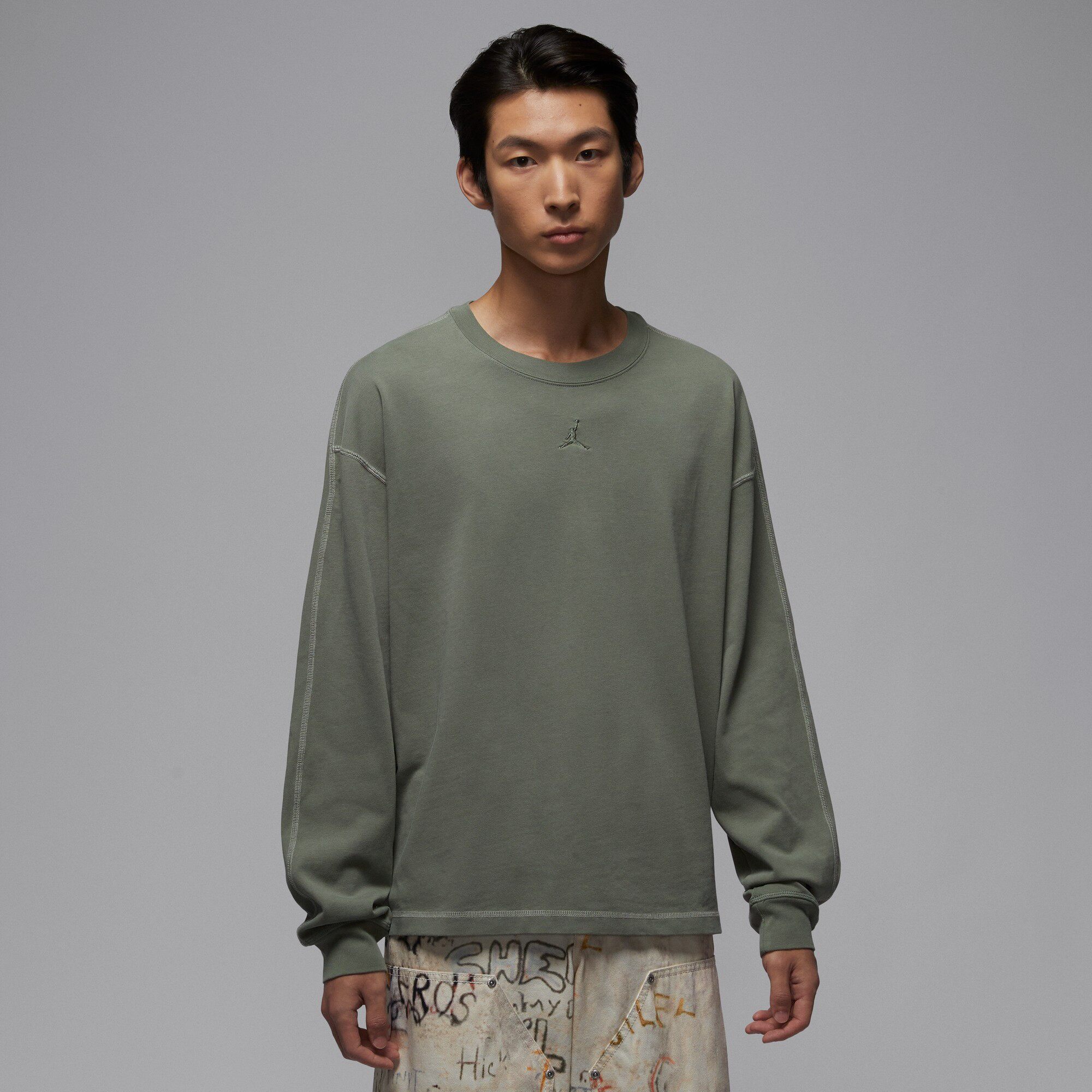 Jordan26新款Nike耐克男子长袖纯棉圆领厚实休闲运动T恤IF1830