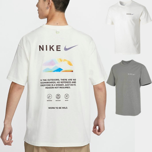 Nike耐克短袖男款背标印花纯棉圆领宽松透气休闲运动T恤HF6172