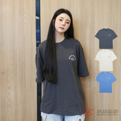 MLB情侣NY字母印花纯色圆领短袖