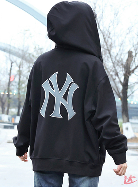 24新款MLB情侣外套男女NY学院风休闲连帽开衫运动夹克3ATRB0441