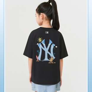 7ATSL0163 男女童凉感背标圆领透气运动T恤 26新款 MLB儿童休闲短袖