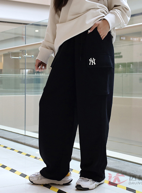 24新款MLB情侣工装裤男女NY小标简约针织休闲运动长裤3APTB0944