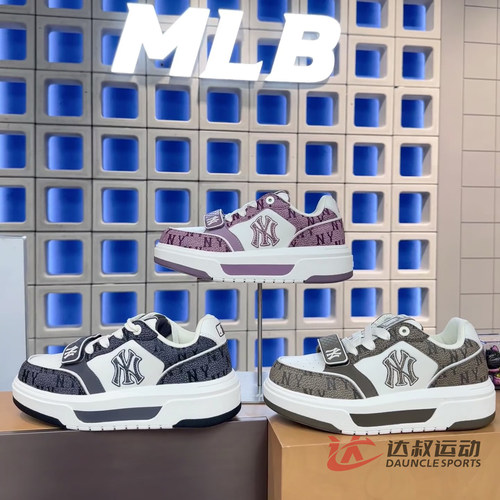 MLB情侣NY复古老花满印学长鞋
